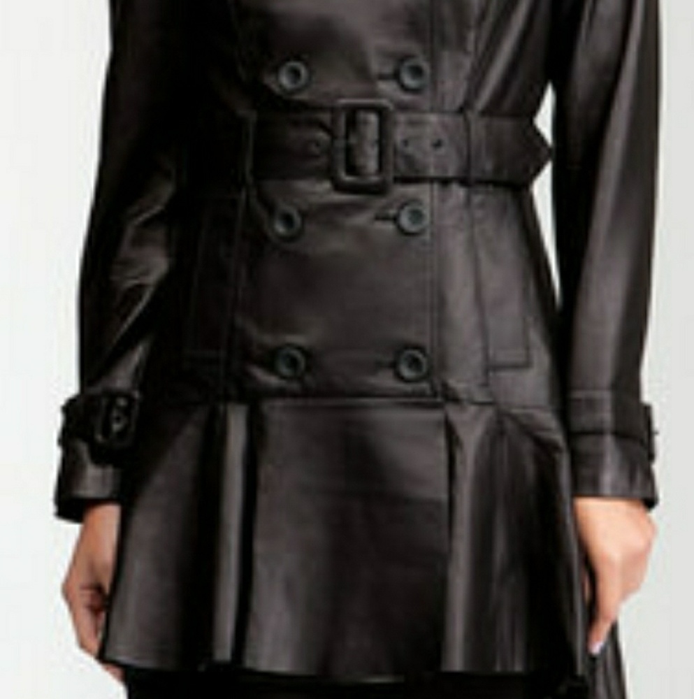 Bebe Hi Low leather trench coat sz Medium New - Picture 3 of 8